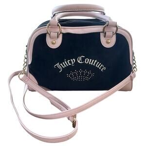 JUICY COUTURE Urban Heritage Bowler Velour Crossbody Bag Black 2000s Y2K Glam